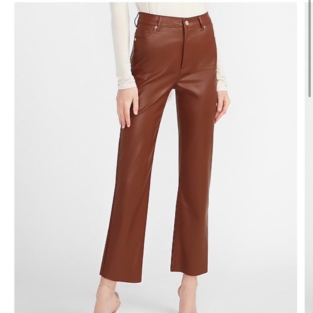 brown leather express pants